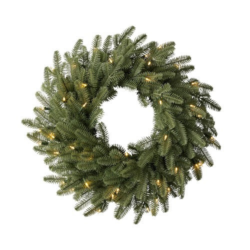 Balsam Hill Balsam Fir Pre-Lit Wreath, 36"", Clear LED | Williams-Sonoma
