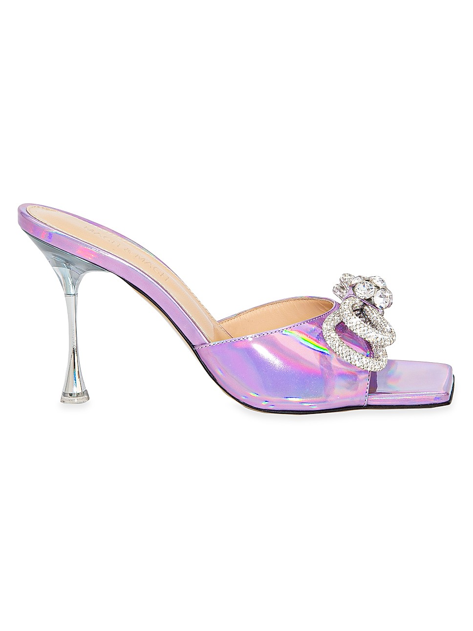 Double-Bow Square-Toe Iridescent Embellished Mules | Saks Fifth Avenue