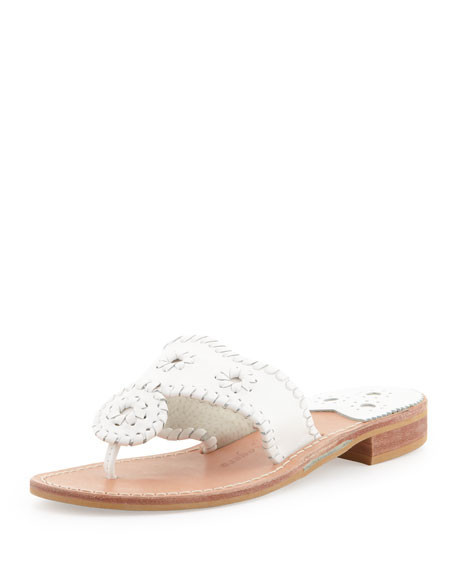 Palm Beach Whipstitch Thong Sandal, White | Neiman Marcus