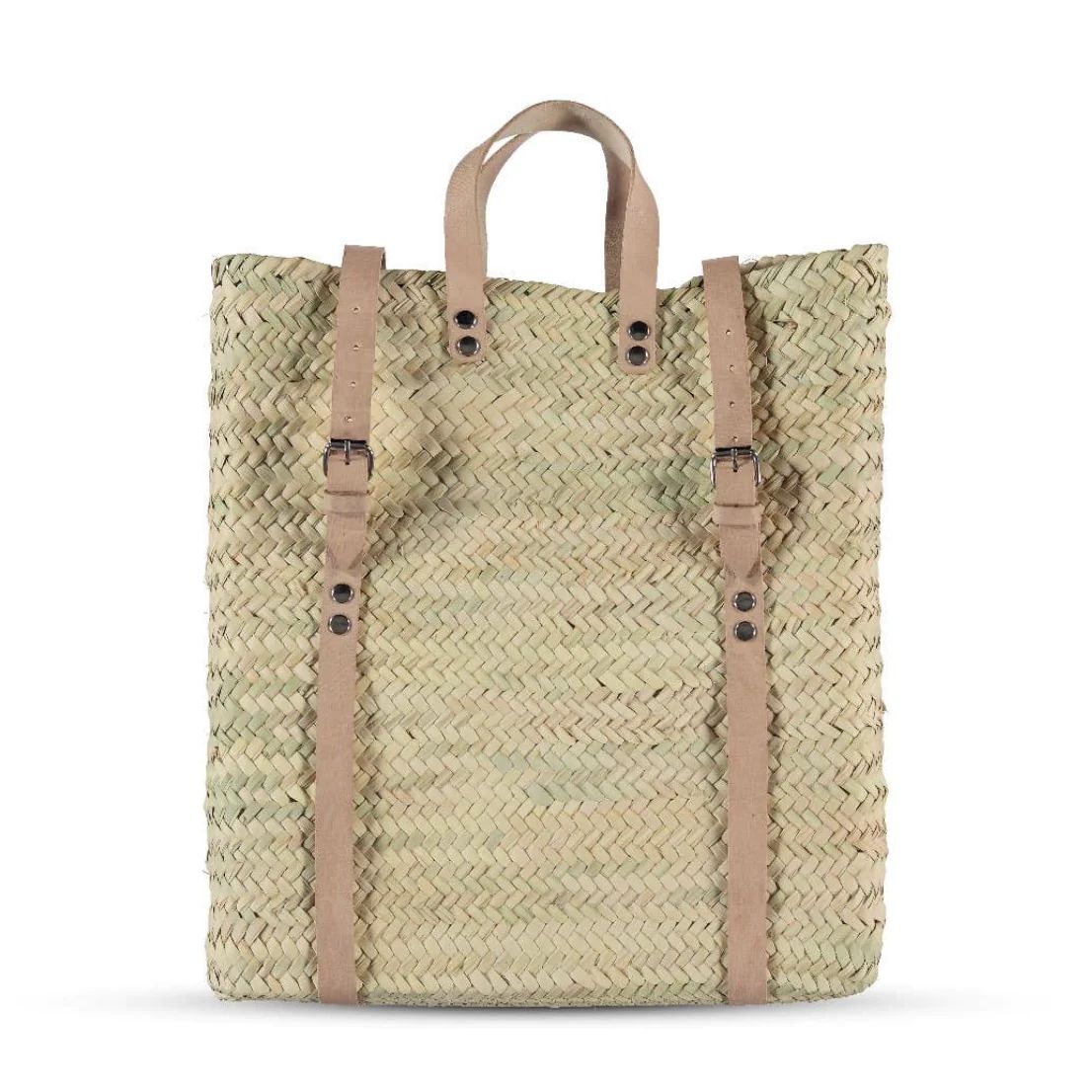 The Cinque Terra Straw Backpack (Beige Straps) | Sea Marie Designs