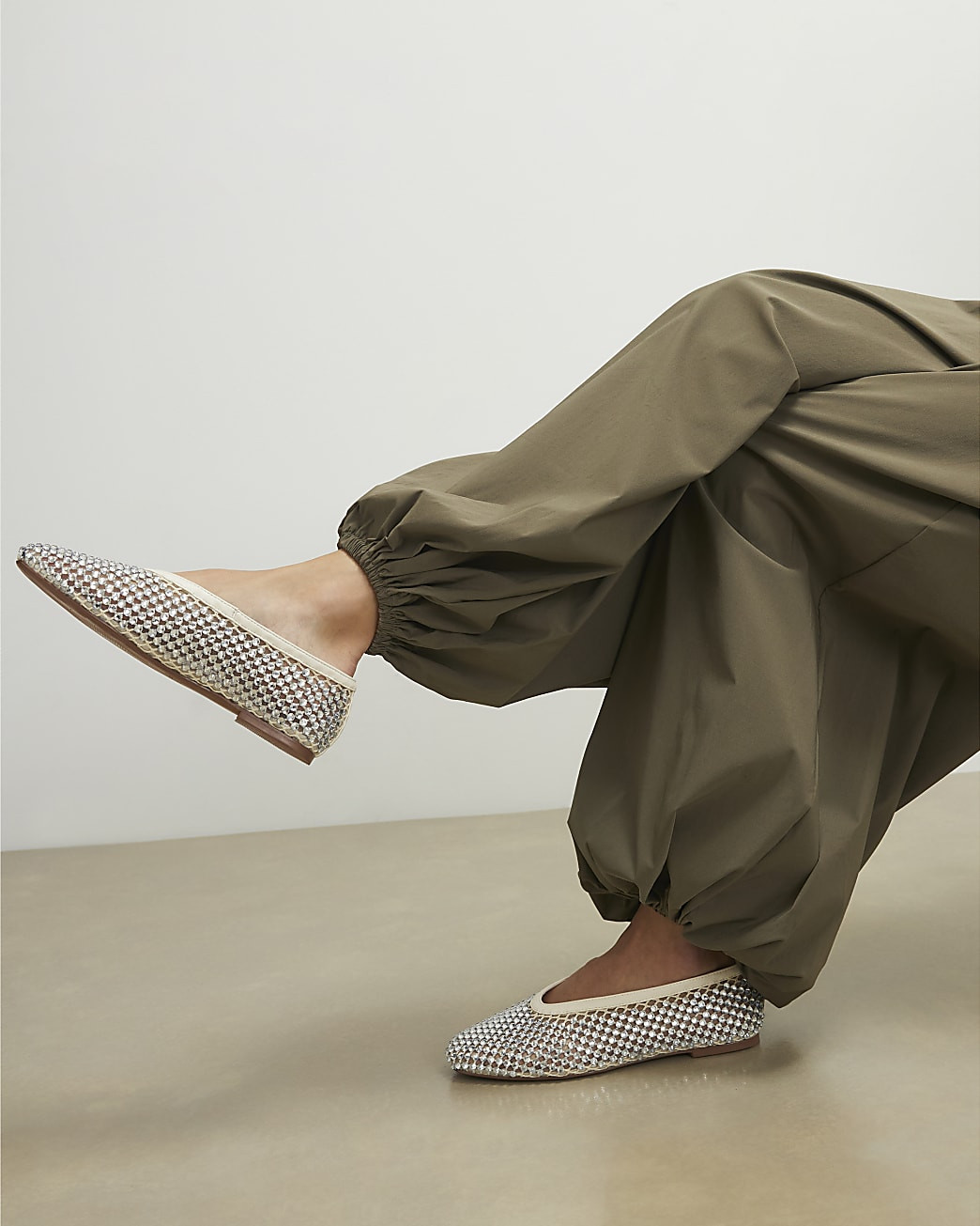 Cream Embellished Ballet Pumps | River Island UK & IE