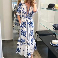 Embroidered Linen Dress Boho Vyshyvanka Ukrainian Embroidery Robe | Etsy (US)