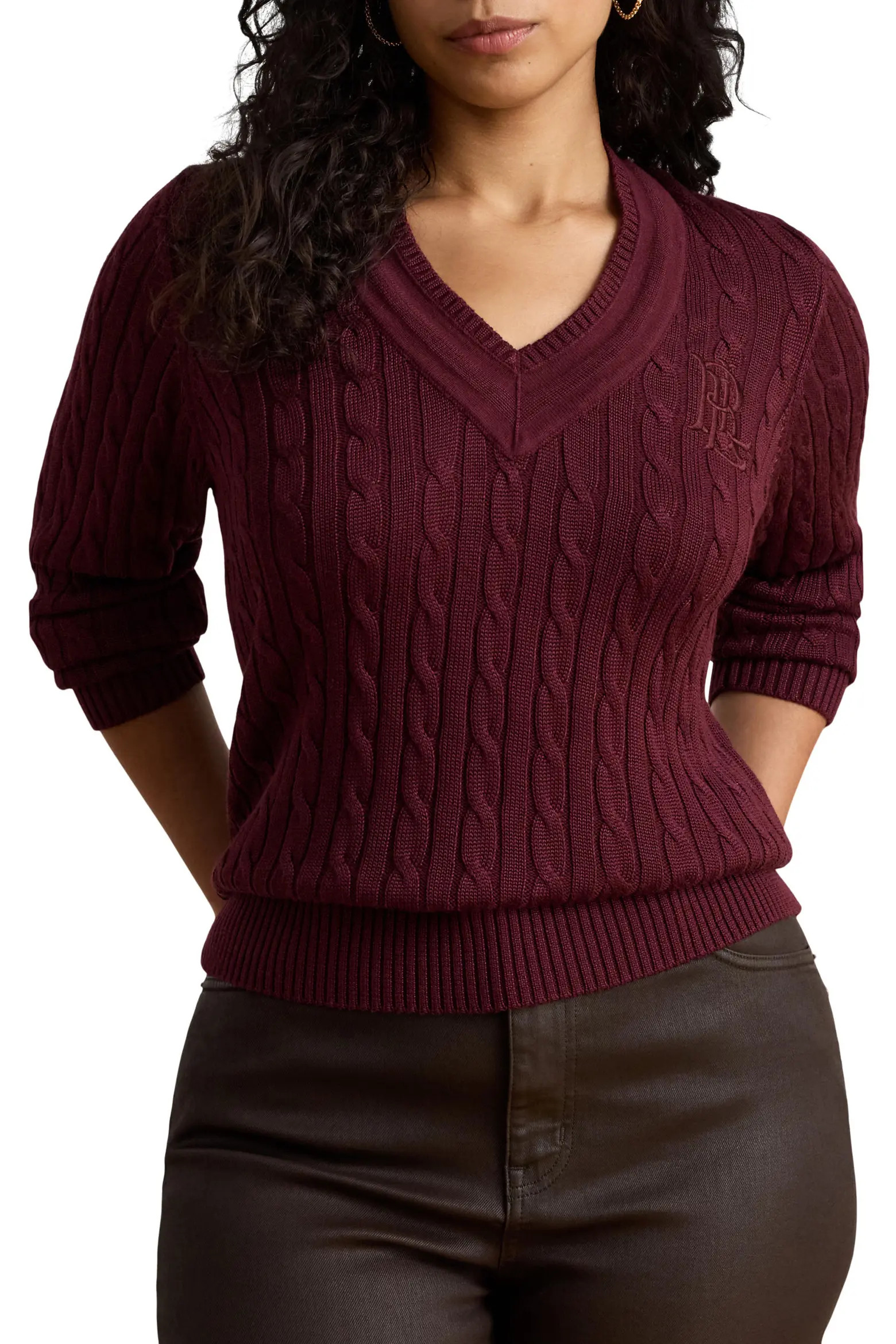 Lauren Ralph Lauren Bright Cable Knit Cotton Blend Sweater (Women) | Nordstrom | Nordstrom