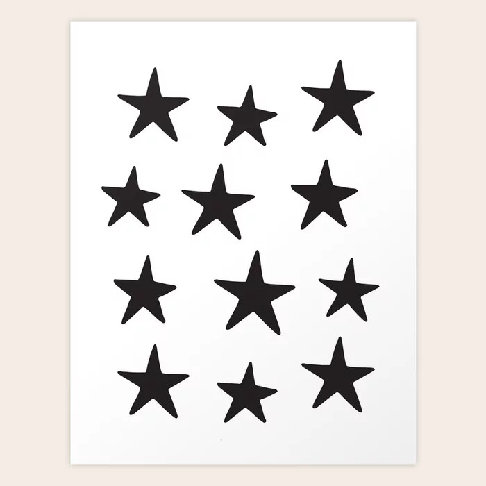 Star Pattern Black On White Art Print | Society6