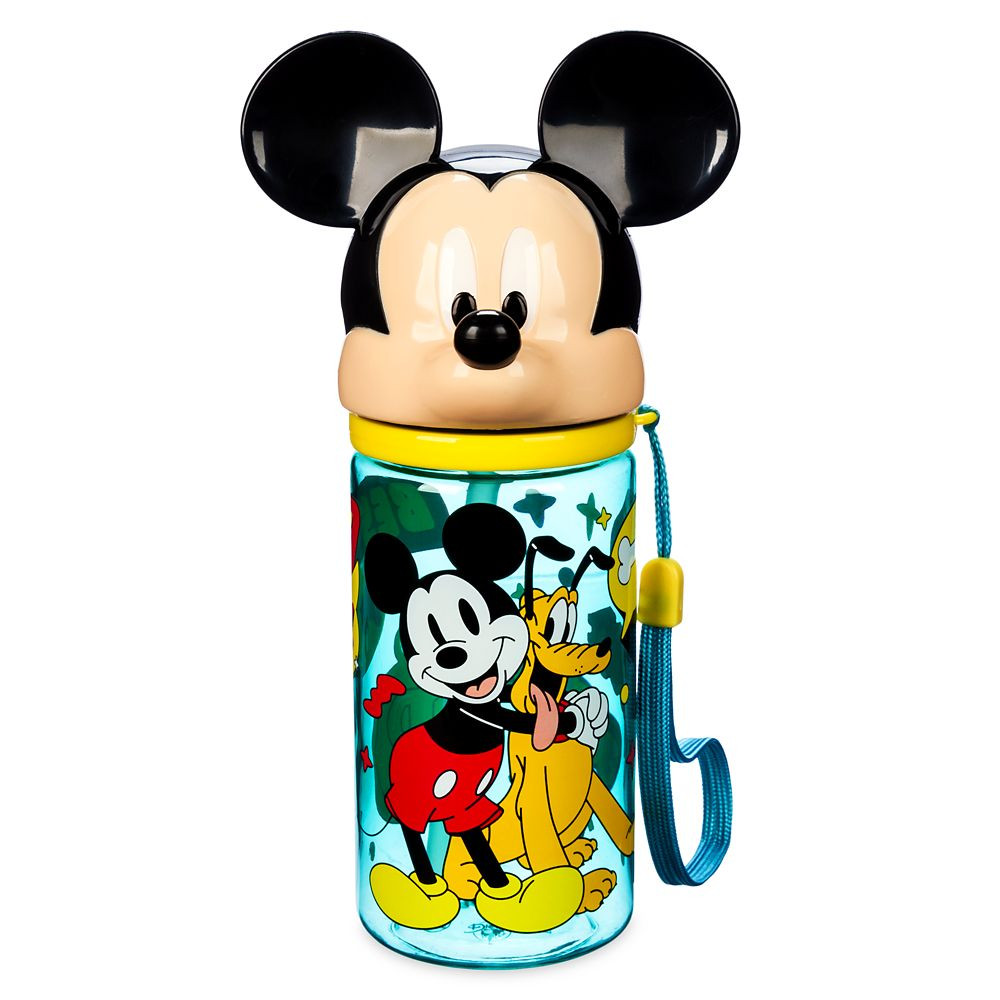 Mickey Mouse Figural Water Bottle with Built-In Straw | Disney Store