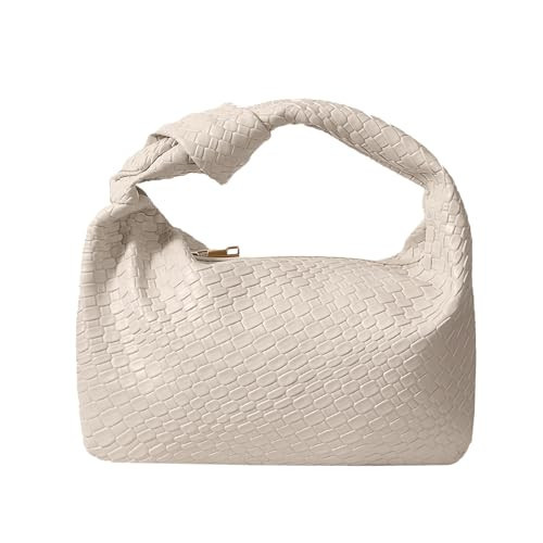 PHILOMENA Women's Knot Strap Leather Dumpling Handbags Zipper Hobo Clutch Purses (Beige) | Amazon (US)