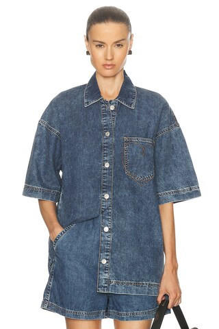 Moschino Jeans Short Sleeve Shirt in Denim-Dark | FWRD 