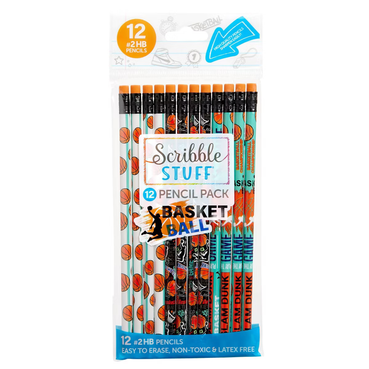 Scribble Stuff 12ct Poly Bag Pencils Basketball | Target