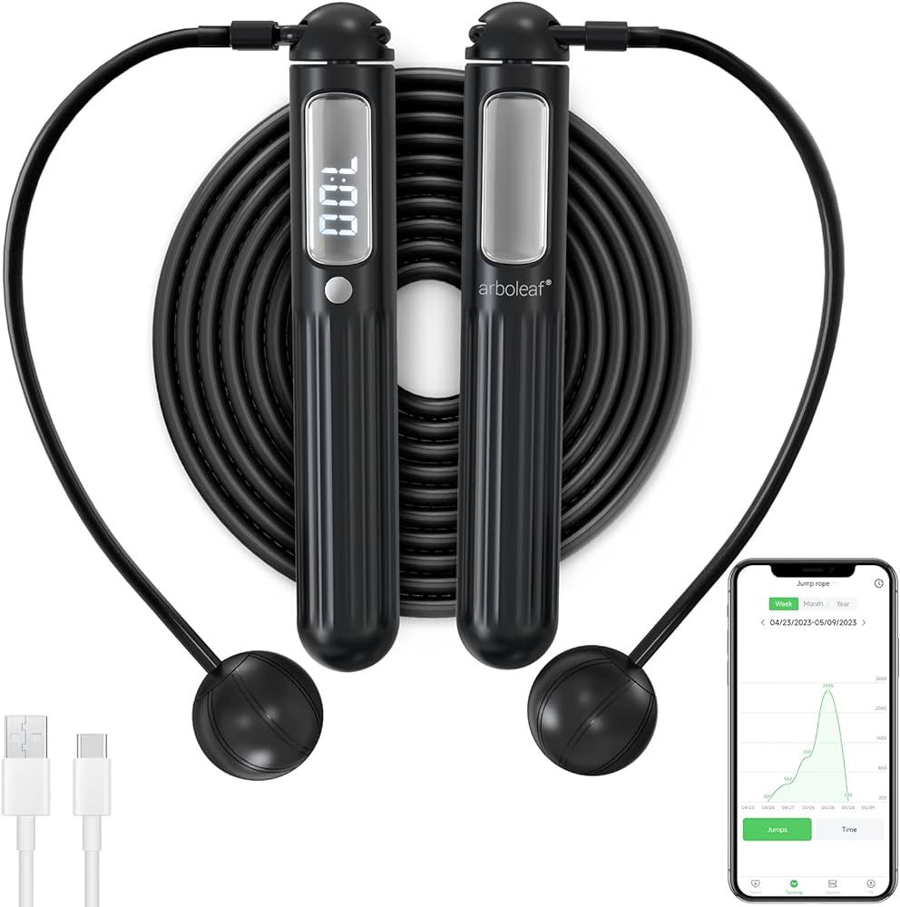arboleaf Smart Jump Rope, Cordless & Rechargeable Jump Ropes for Fitness with Counter, App Data A... | Amazon (US)