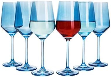 Set of 6 Colored Wine Glasses - 12 oz Hand Blown Italian Style Crystal Bordeaux Wine Glasses - Pr... | Amazon (US)