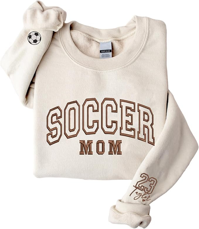 Custom Embroidered Soccer Mom Sweatshirt, Personalized Soccer Mom Sweatshirts for Women, Sport Da... | Amazon (US)