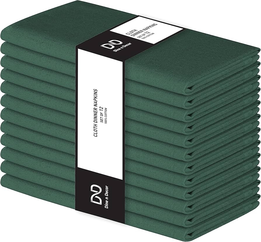 Set of 12 Cloth Dinner Napkins 100% Cotton - Soft Durable Washable - Ideal for Farmhouse Party We... | Amazon (US)