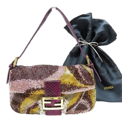 FENDI Shoulder Bag Mamma Baguette Beads Rhinestone Purple Gold Multicolor | eBay US
