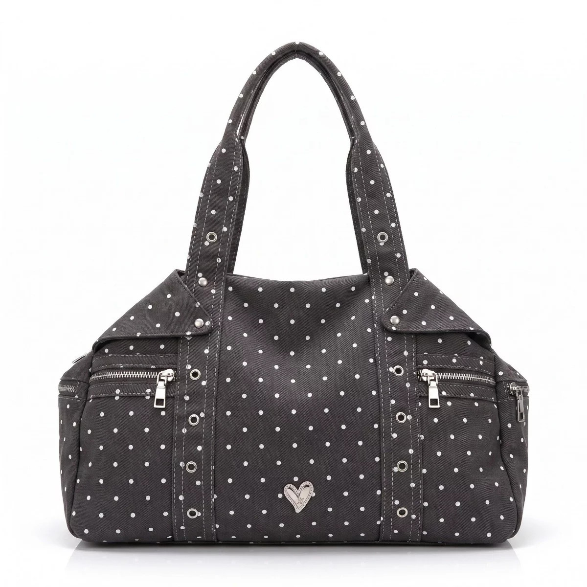Alilang Women's Polka Dot Multi-Pocket Shoulder Bag with Zip Closure - Gray | Target
