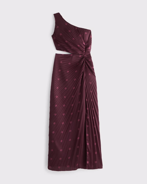 The A&F Giselle Pleated One-Shoulder Cutout Maxi Dress | Abercrombie & Fitch (US)