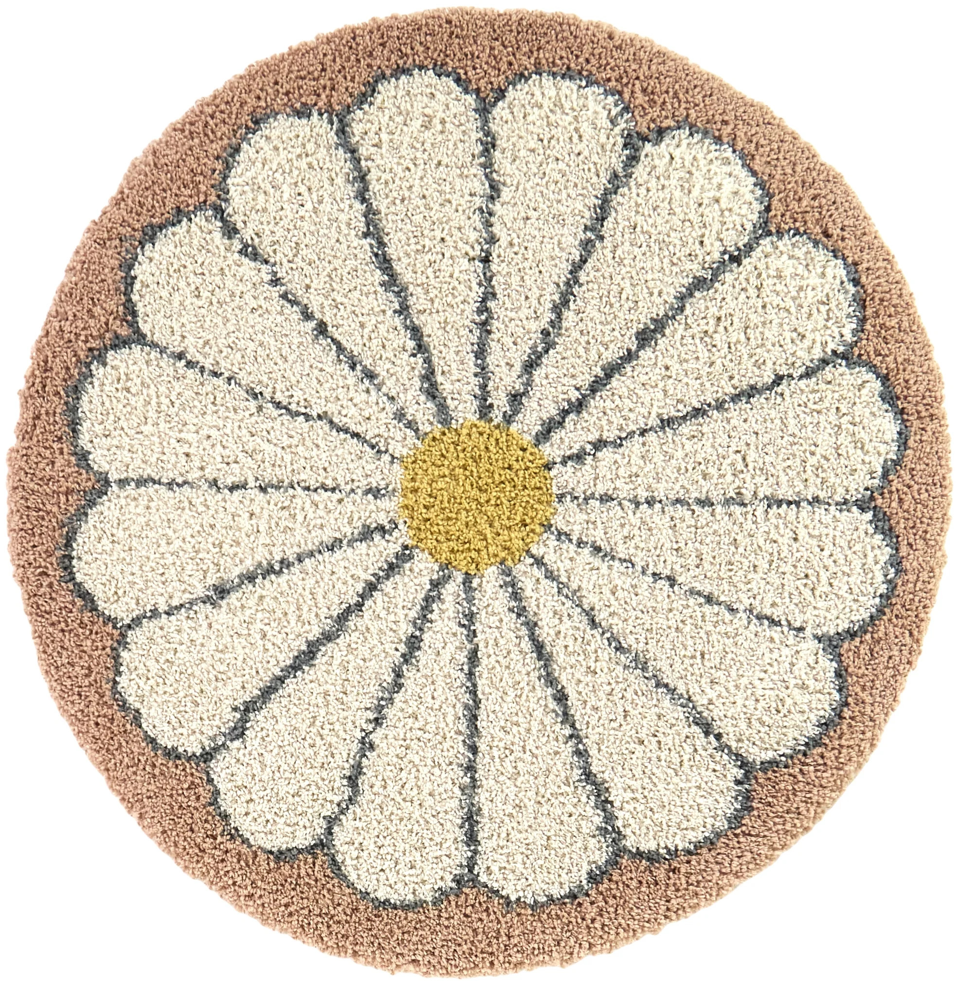 Mainstays Pink Floral Round Indoor Shag Rug, 47" Round | Walmart (US)