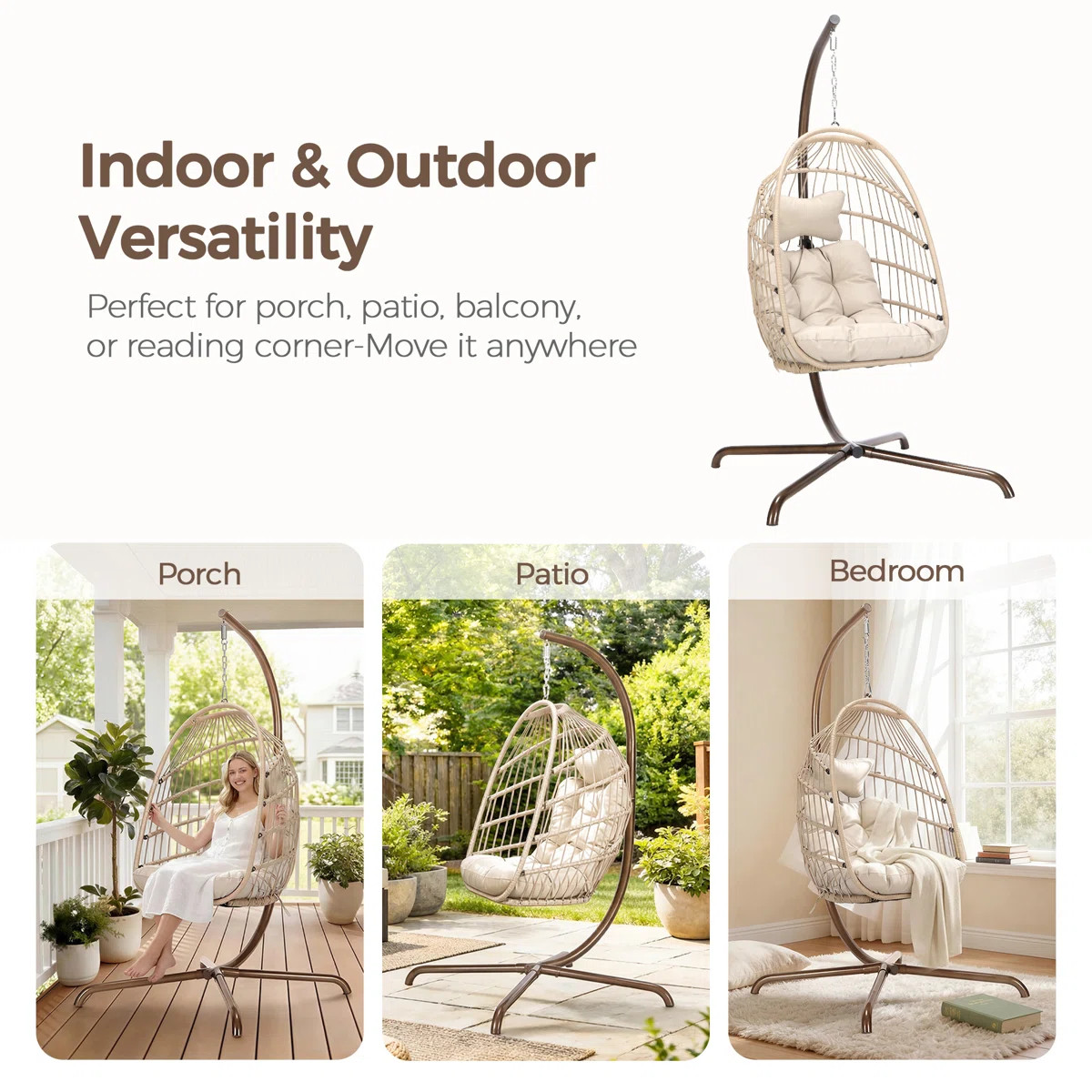 Chingford Outdoor/Indoor Swing Egg Chair with Stand | Wayfair North America