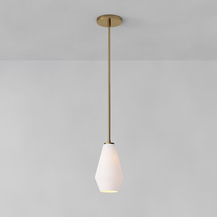Sculptural Glass Geo Pendant - Milk | West Elm (US)