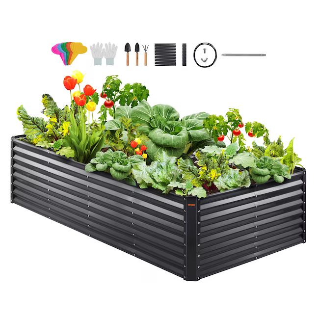 VEVOR 47.2-in W x 94.5-in L x 23.6-in H Elevated Metal Galvanized Metal Raised Garden Bed | Lowe's