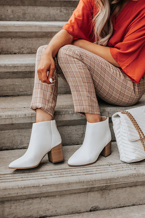 The Estelle Faux Leather Bootie in White | Impressions Online Boutique