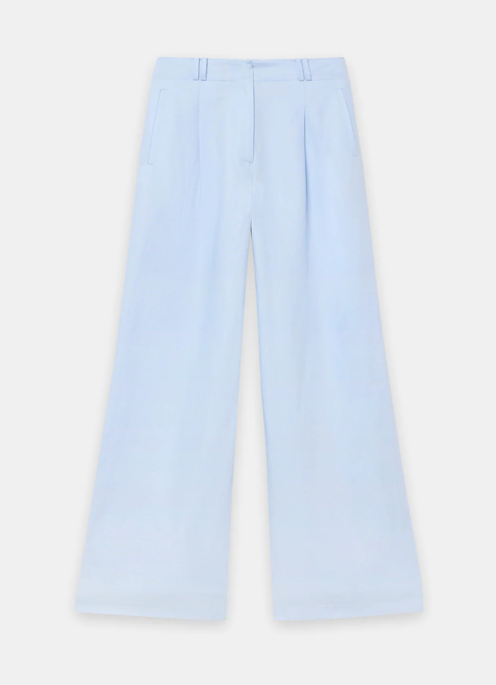 Blue Linen Blend Wide Leg Trousers | Mint Velvet