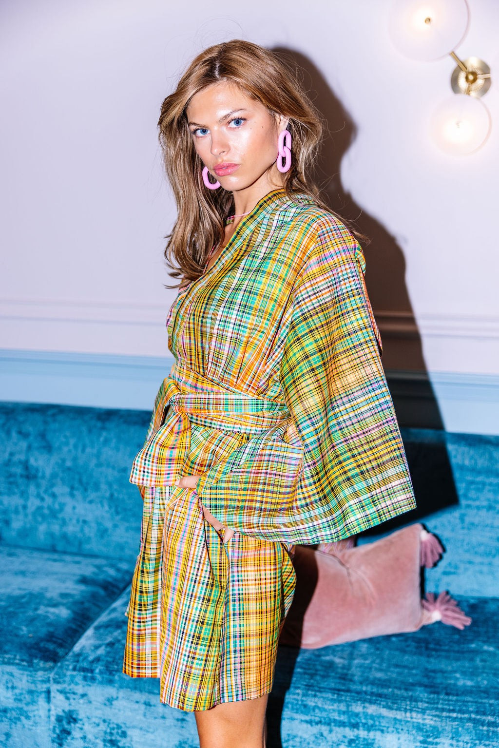 no. 0161 vibrant plaid mini wrap | La Vie Style House