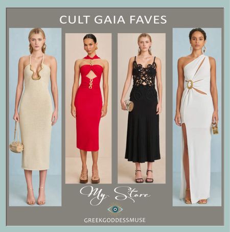 Channel Your Inner Greek Goddess with These Cult Gaia Faves!
Calling all mythology enthusiasts and fashionistas alike! Summer is the perfect time to embrace your inner Greek goddess, and what better way to do that than with stunning pieces from Cult Gaia? This season, Cult Gaia's collection is overflowing with ethereal silhouettes and dreamy textures, making it easy to emulate the timeless elegance of the Greek pantheon.
•	Aphrodite, the Goddess of Love Channel your inner goddess of love by pairing any dress such as the Nalda Knit dress with statement earrings and strappy sandals.
•	Artemis, the Goddess of the Hunt: Embrace your adventurous side with a Cult Gaia Jalina dress in Hydranga. 
•	Athena, the Goddess of Wisdom and Handicrafts: Showcase your intelligence and creativity with a statement Cult Gaia dress like the Valma Knit Dress. 
•	Hera, the Queen of Olympus: Make a grand entrance in a show-stopping Cult Gaia dress. The Zinna Gown with its bold silhouette and luxurious fabric is ideal for channeling your inner Hera, the queen of the gods. Complete your regal look with statement jewelry and heels.
This is just a taste of the many Cult Gaia pieces available at my GREEKGODDESSMUSE LTK Store that can help you channel your inner Greek goddess. Visit my store today to find your perfect match and embrace the power and beauty of the divine feminine!
Don't forget to visit our LTK shop to shop the collection and find more inspiration! GreekGoddessMuse on LTK (shopltk.com)
#LTKsale #LTKfashion #LTKsummer #cultigaia #greekgoddess #summerstyle #fashion #style #goddessvibes

#LTKStyleTip #LTKShoeCrush #LTKPlusSize