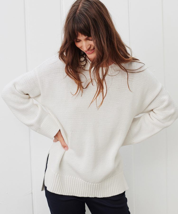 Cotton Boyfriend Sweater - Ivory | Jenni Kayne | Jenni Kayne