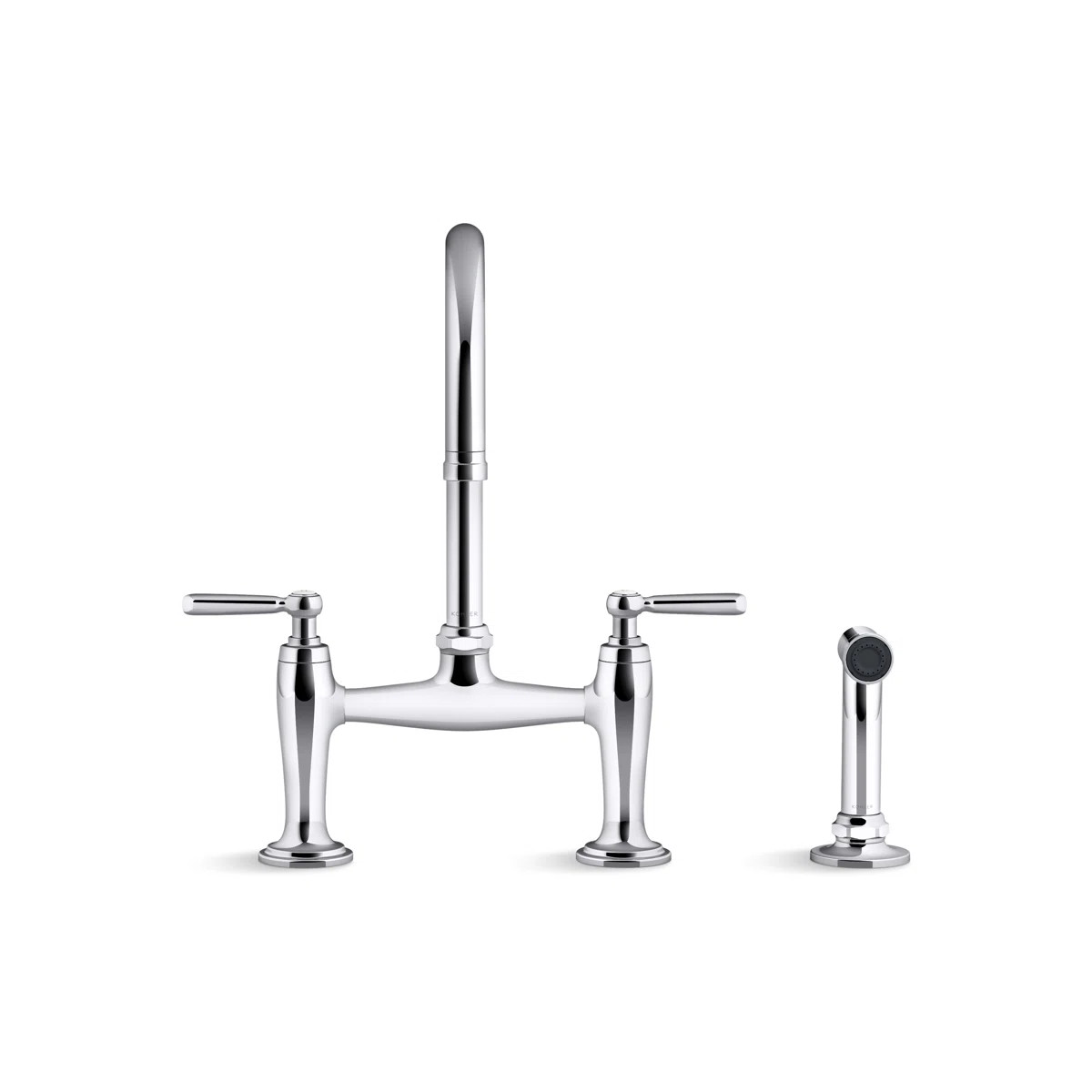 Edalyn by Studio McGee Two-Hole Bridge Kitchen Sink Faucet with Side Sprayer K-28356-CP | Wayfair North America