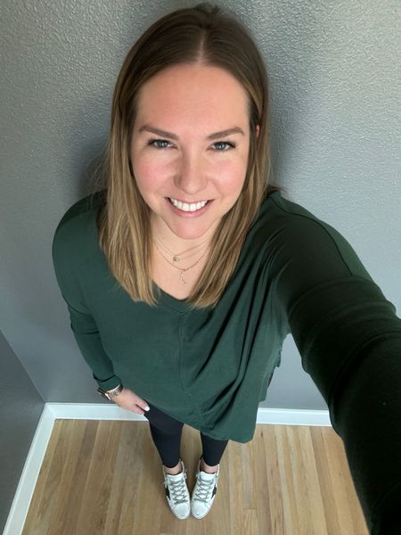 Happy St. Patrick’s Day! ☘️☘️☘️ We just hung out and went out to lunch so I kept it really casual today. I swear I keep this shirt in my closet for St. Paddy’s day every year. It’s the softest fabric but super old from Cabi. I just styled it with sneakers and leggings and some easy jewelry  

#LTKshoecrush #LTKSeasonal #LTKmidsize