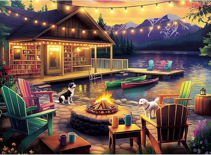 500 Pieces Dog Puzzles for Adults, Evening Bonfire Puzzle for Adults Seniors, Retro Style Puzzle ... | Amazon (US)