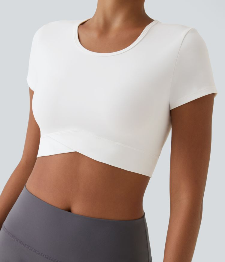 Women’s Softlyzero™ Plush Crossover Hem Cropped Sports Top - Halara | HALARA