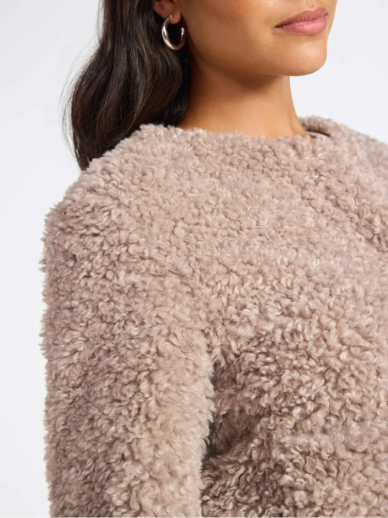 Sofia by Sofia Vergara Women's Faux Fur Cropped Jacket, Sizes XS-XXXL | Walmart (US)