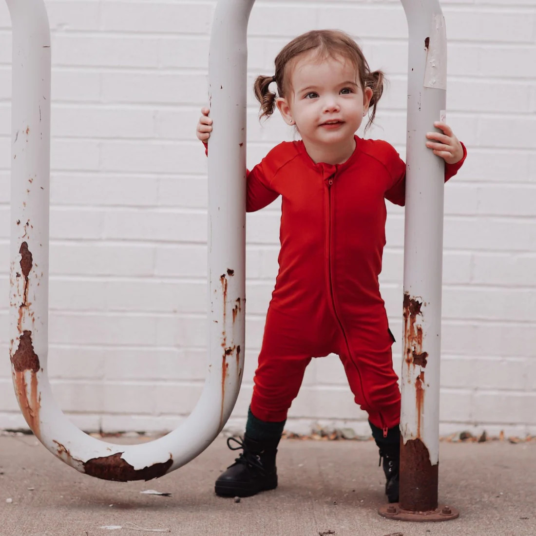 ZIP ROMPER - Red | millie + roo
