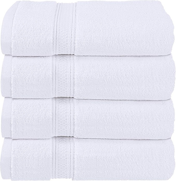 Utopia Towels - White Bath Towels Set, 4 Pack - Premium 600 GSM 100% Ring Spun Cotton - Quick Dry... | Amazon (UK)