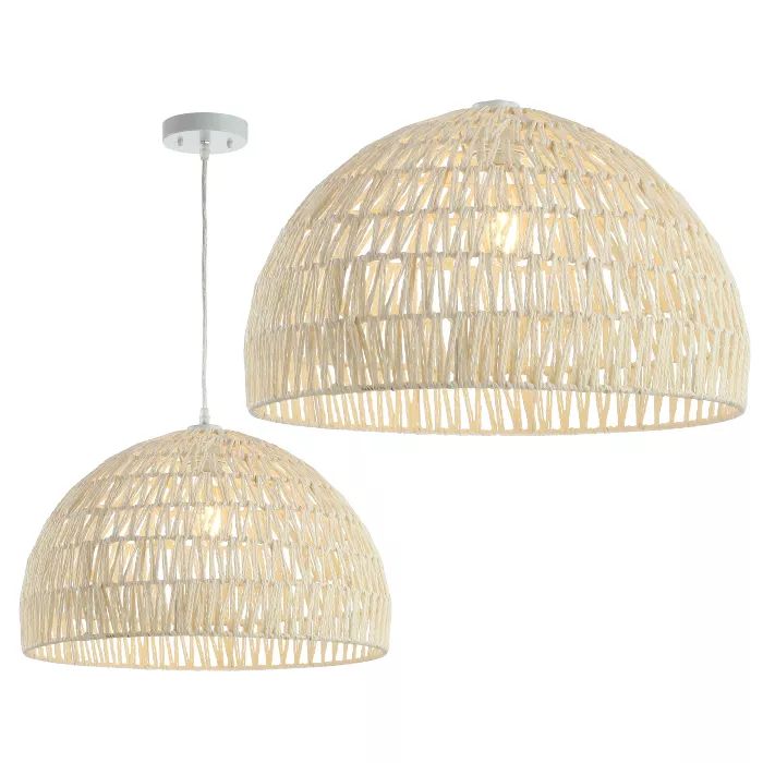 20" LED Woven Rattan Dome Pendant Cream - Jonathan Y | Target