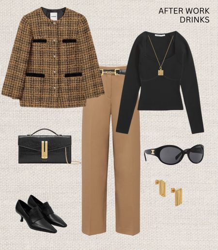 After Work Drinks Outfit Inspiration!

Read the size guide/size reviews to pick the right size.

Leave a 🖤 to favorite this post and come back later to shop

Sandro jacket is on sale!

Winter to Spring Outfit Inspiration, New Season, Transitional Style, Spring Style, Smart Casual, Workwear, Day to Night, Smart Trousers, Sandro Tweed Jacket, A&F Long Sleeved Top, Celine Sunglasses, DeMellier Bag, COS Leather Heeled Loafers, Anine Bing Earrings 

#LTKsalealert #LTKeurope #LTKSeasonal