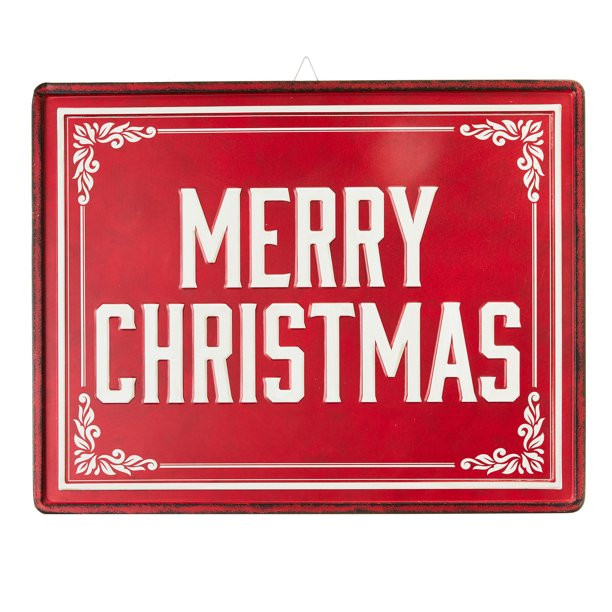 Holiday Time Red Metal Christmas Hanging Sign, 23", Merry Christmas - Walmart.com | Walmart (US)