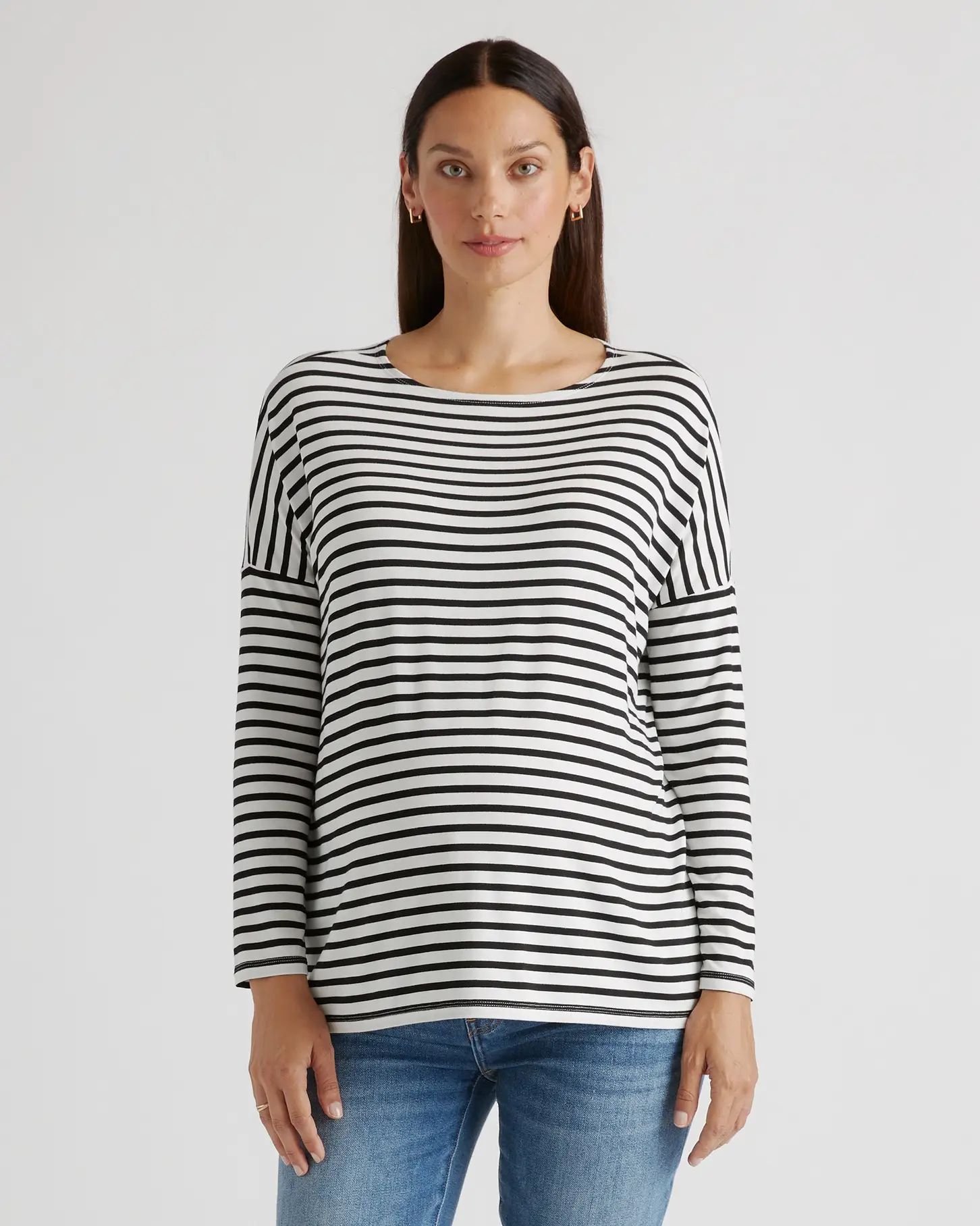 Bamboo Jersey Maternity Long Sleeve Boxy Tee 2-Pack | Quince