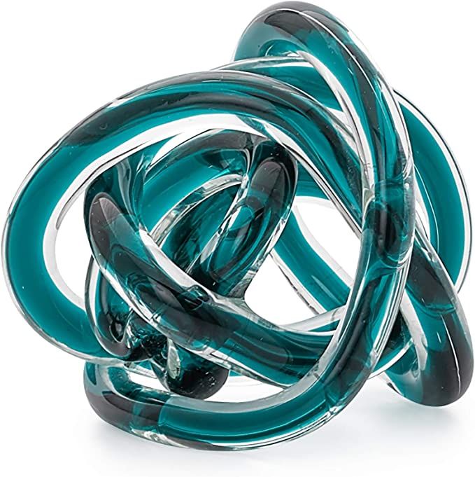 Torre & Tagus Orbit Glass Décor Ball - Abstract Teal Glass Knot for Home Decor on Decorative Boo... | Amazon (US)