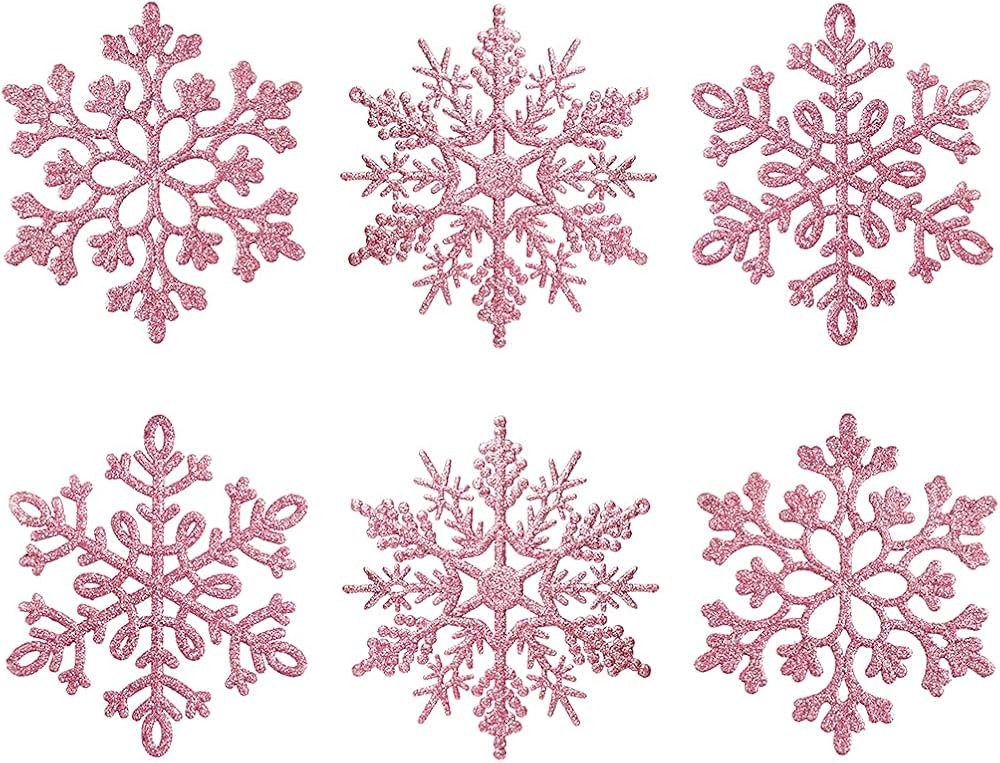 XmasExp 80mm/3inch Glitter Snowflake Ornaments Set Mini Christmas Tree Hanging Plastic Decoration... | Amazon (US)