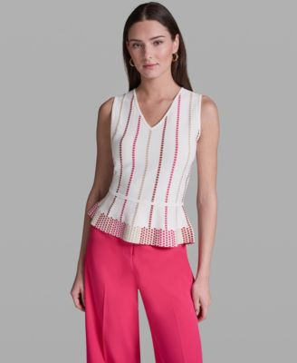 Bcbg Women's Sleeveless V-Neck Peplum Top - Toscana Clay/Sunset | Macy's