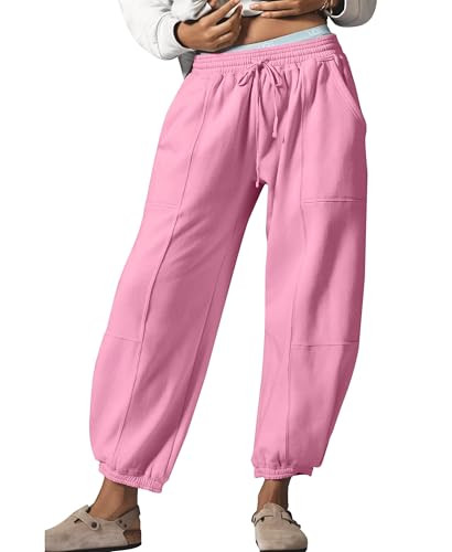 OPCAKM Women's Baggy Sweatpants Elastic Waist Loose Lounge Athletic Joggers Pants with Pockets | Amazon (US)