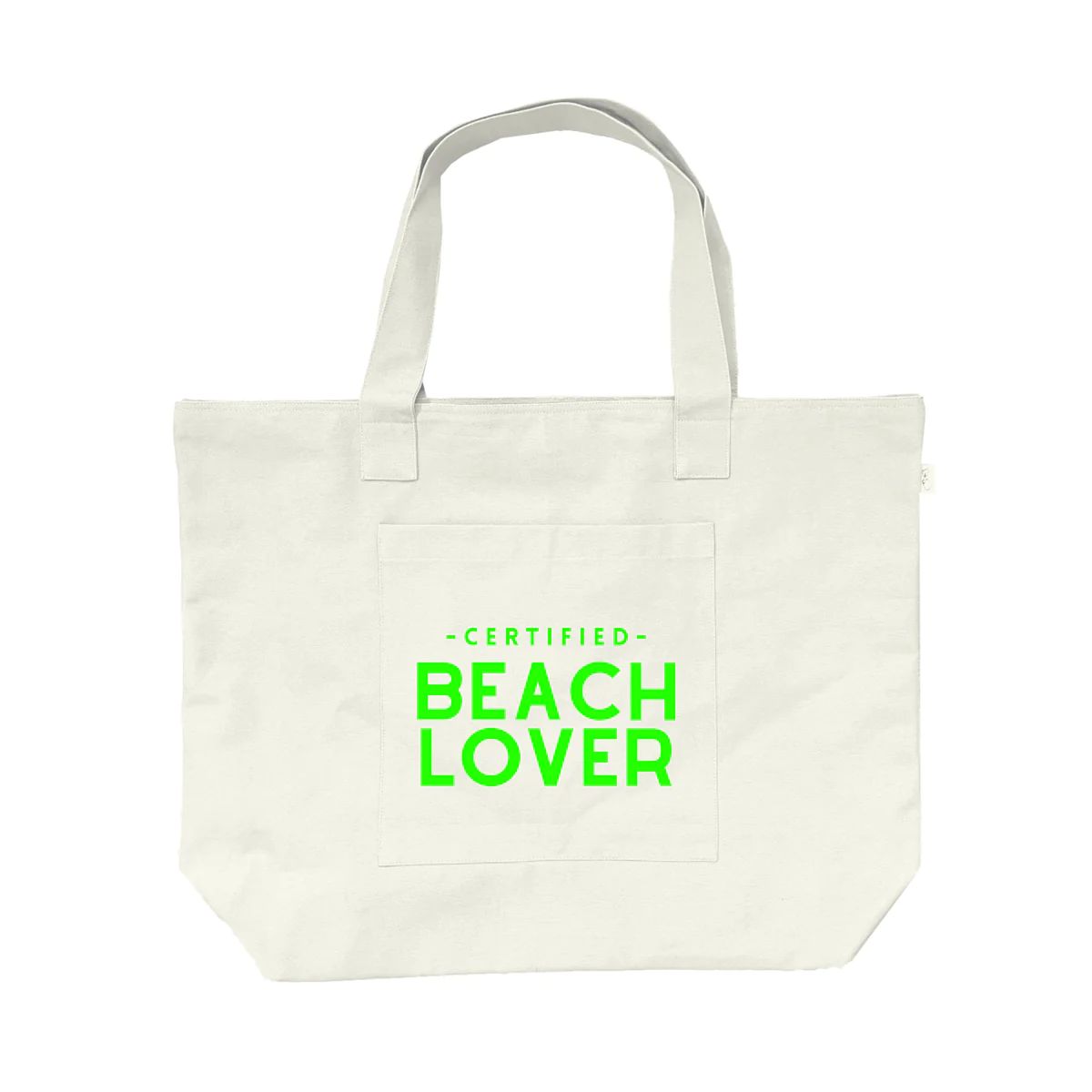 NEW! Everything Bag Natural with Neon Green Certified Beach Lover | Quilted Koala
