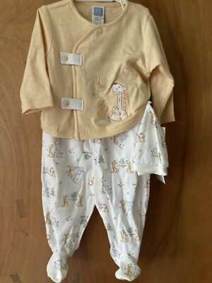 LITTLE ME 3 piece set Yellow And Off-white/zoo motif Giraffe Duck size 6 months  | eBay | eBay US