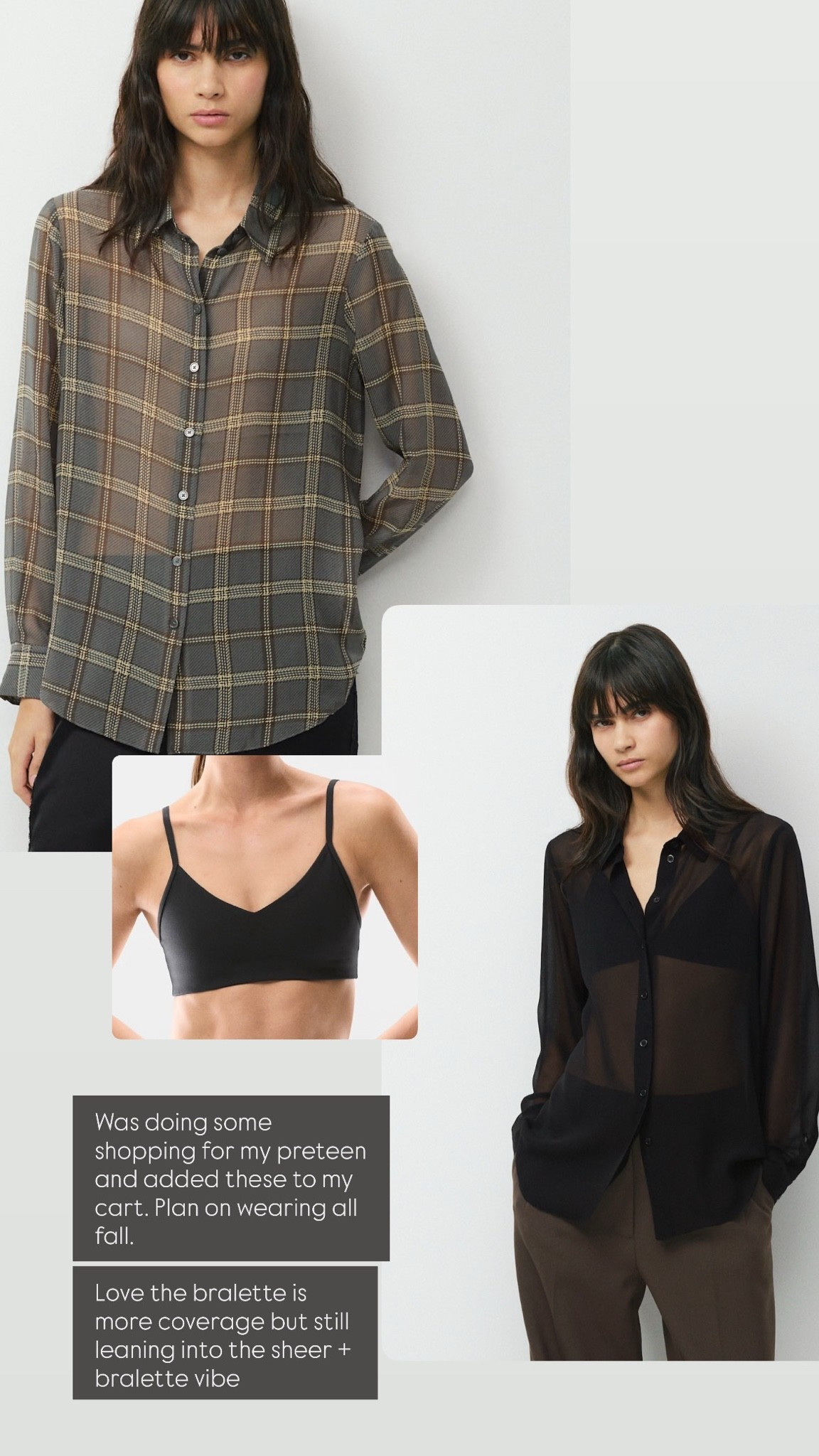 Sheer blouse, button down style, quiet luxury, bralette, over 40 style

#LTKmomlife #LTKootd #LTKWorkwear