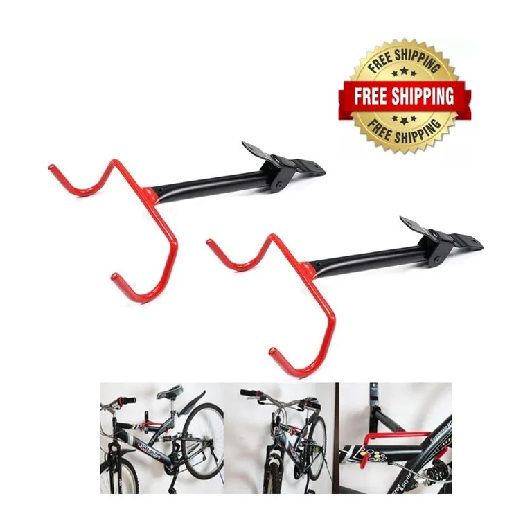 EDMBG Foldable Bicycle Storage Hanger Rack, Black and Red | Walmart (US)