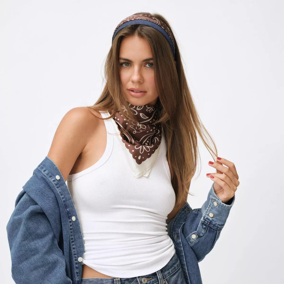 Frasier Sterling Paisley Hair Scarf - Brown | Target