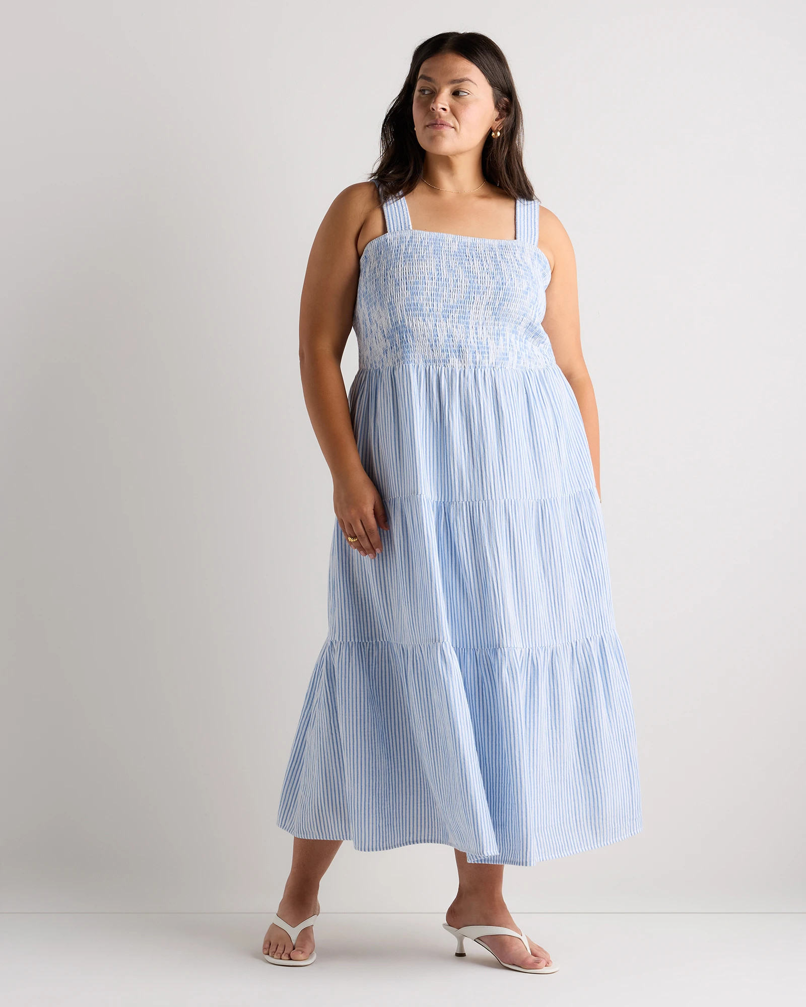 100% Organic Cotton Gauze Smocked Sleeveless Maxi Dress | Quince