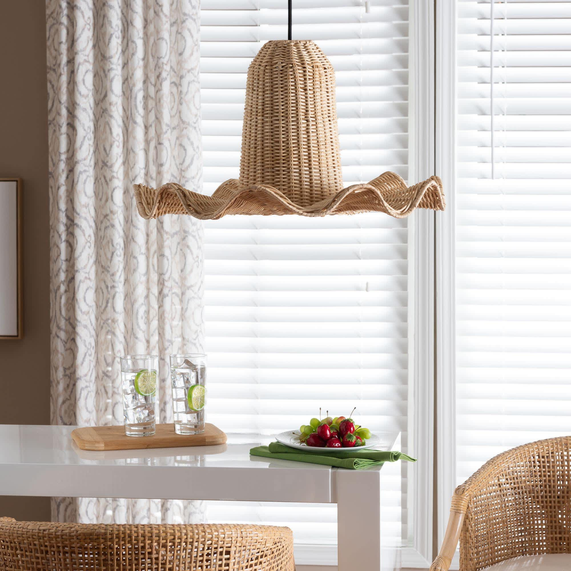 Lavada Natural Scalloped Rattan Pendant Lampshade | Belk